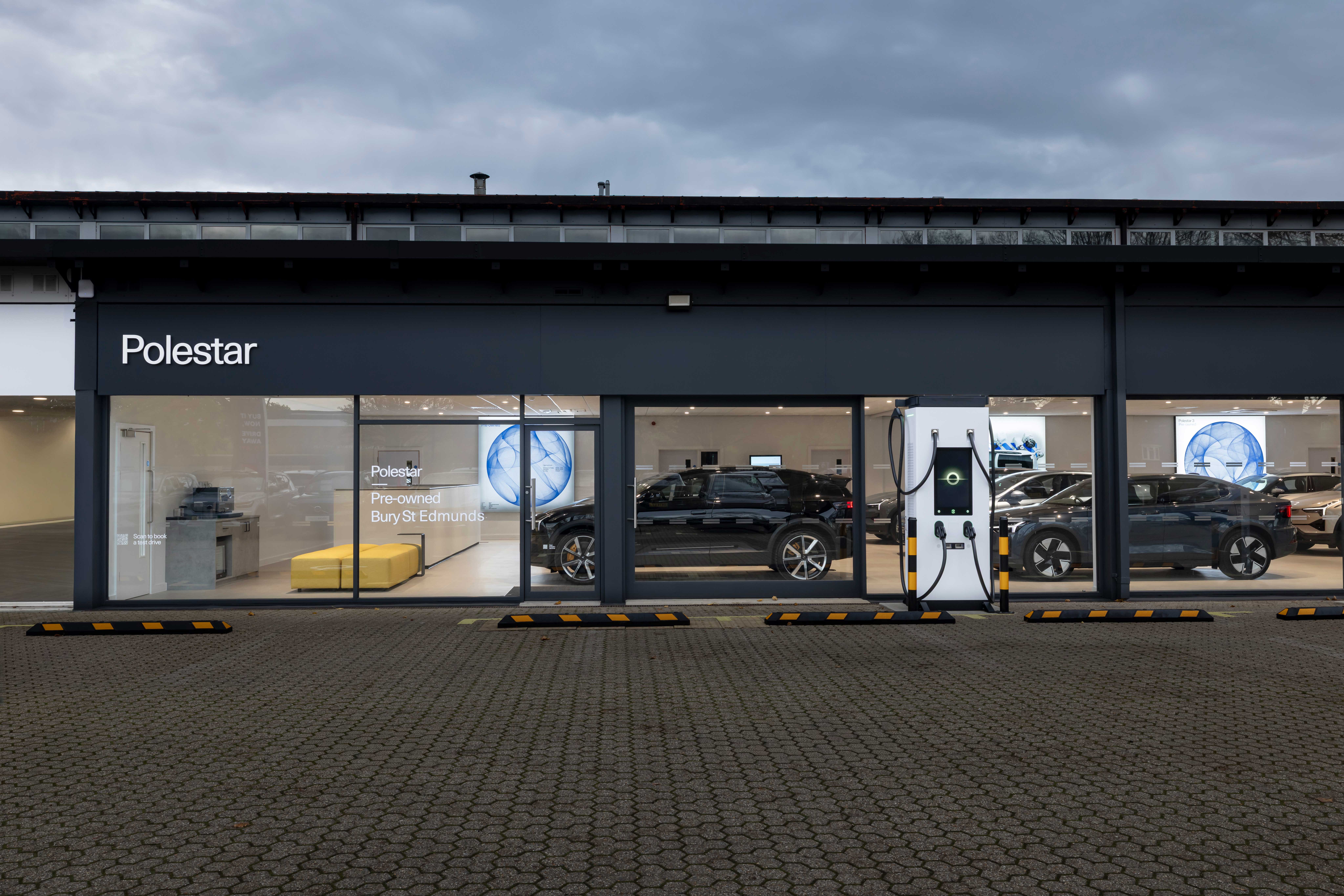 forecourt of polestar space showroom bury st Edmunds