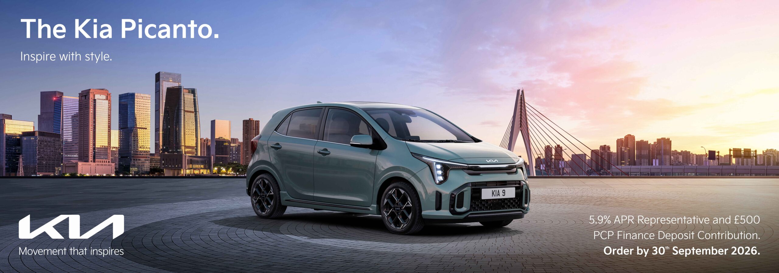 Kia Picanto personal contract plan headline offer banner with a call to action to see more offers.
